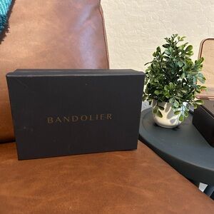 Bandolier Black Leather Phone Case with Gold Studded wrist and shoulder strap